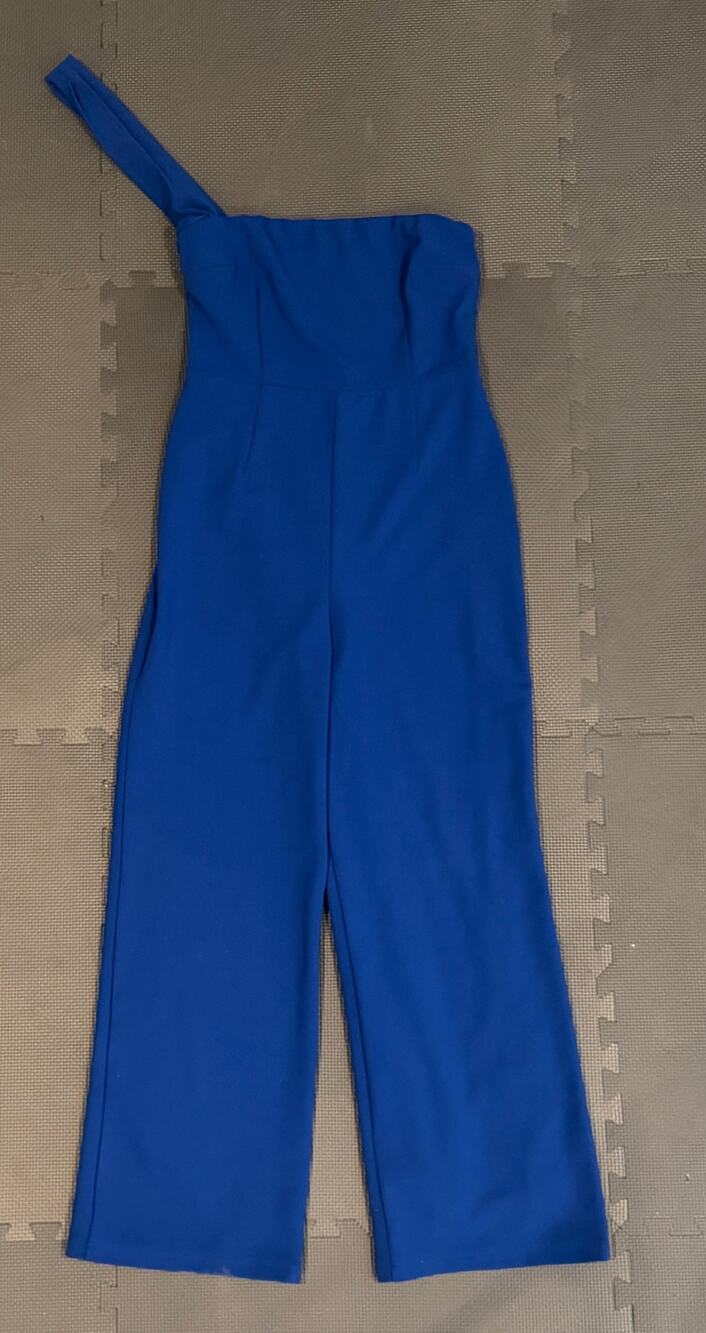 Lulus Royal Blue One Shoulder Wide Leg Jumpsuit L